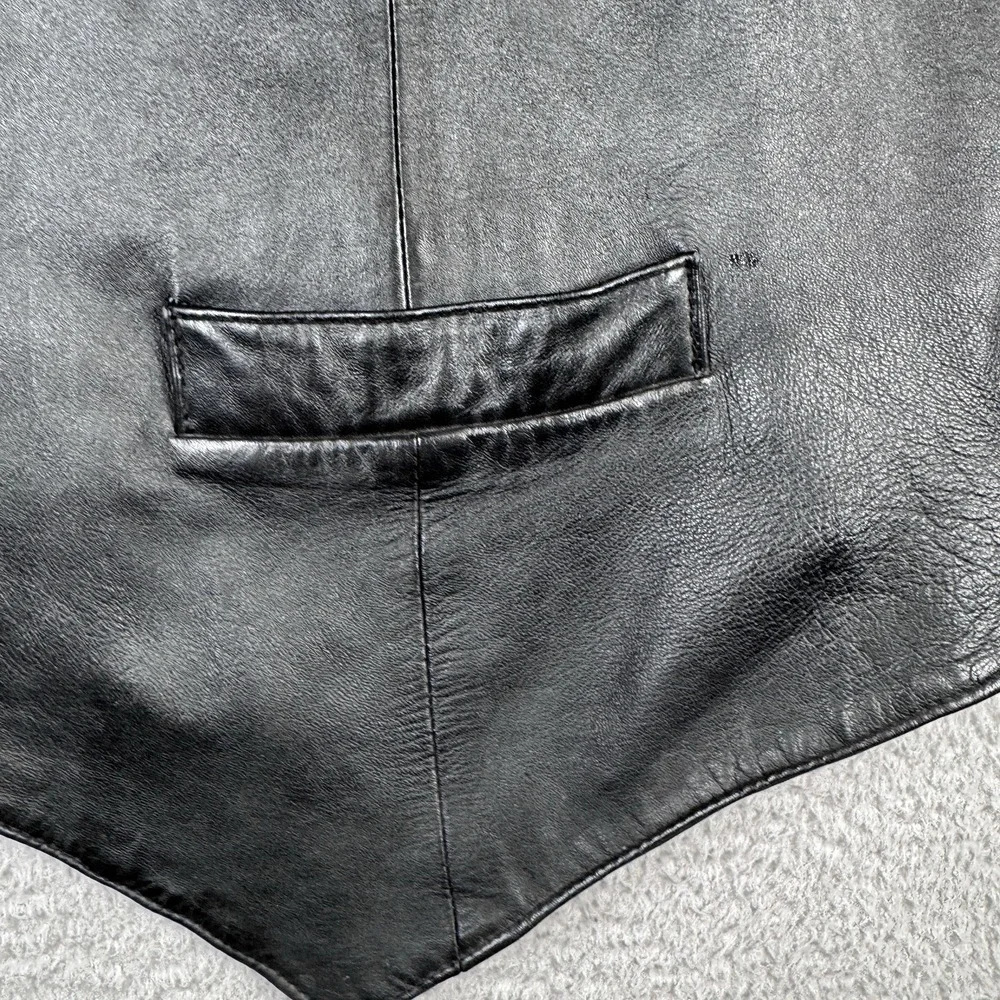 Vintage Scully Leather Vest Mens 3XL XXL Black Cowboy Ranch Rockabilly Snap